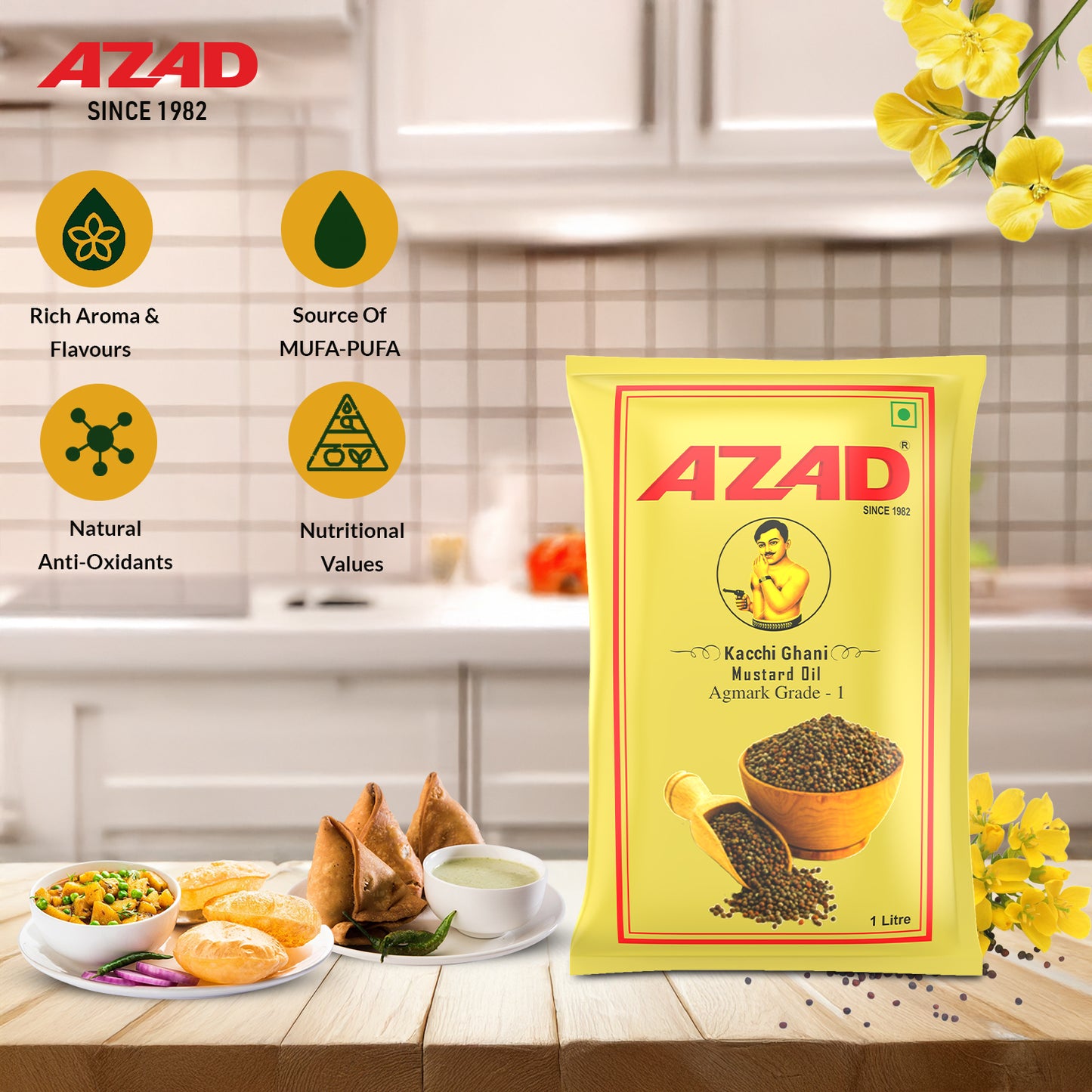 1 Litre Pouch Kachi Ghani Azad Mustard Oil