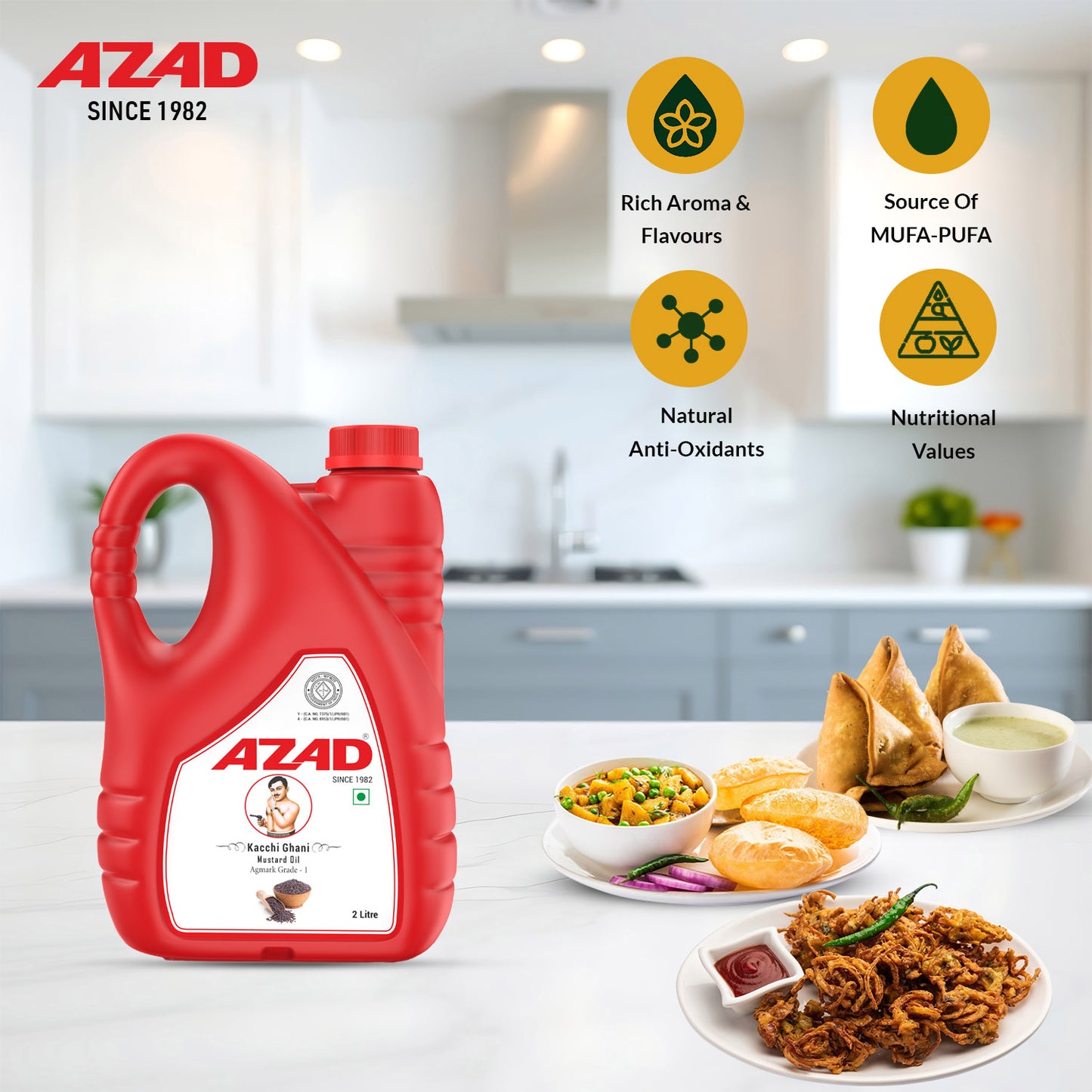 2 Litre Bottle Kachi Ghani Azad Mustard Oil