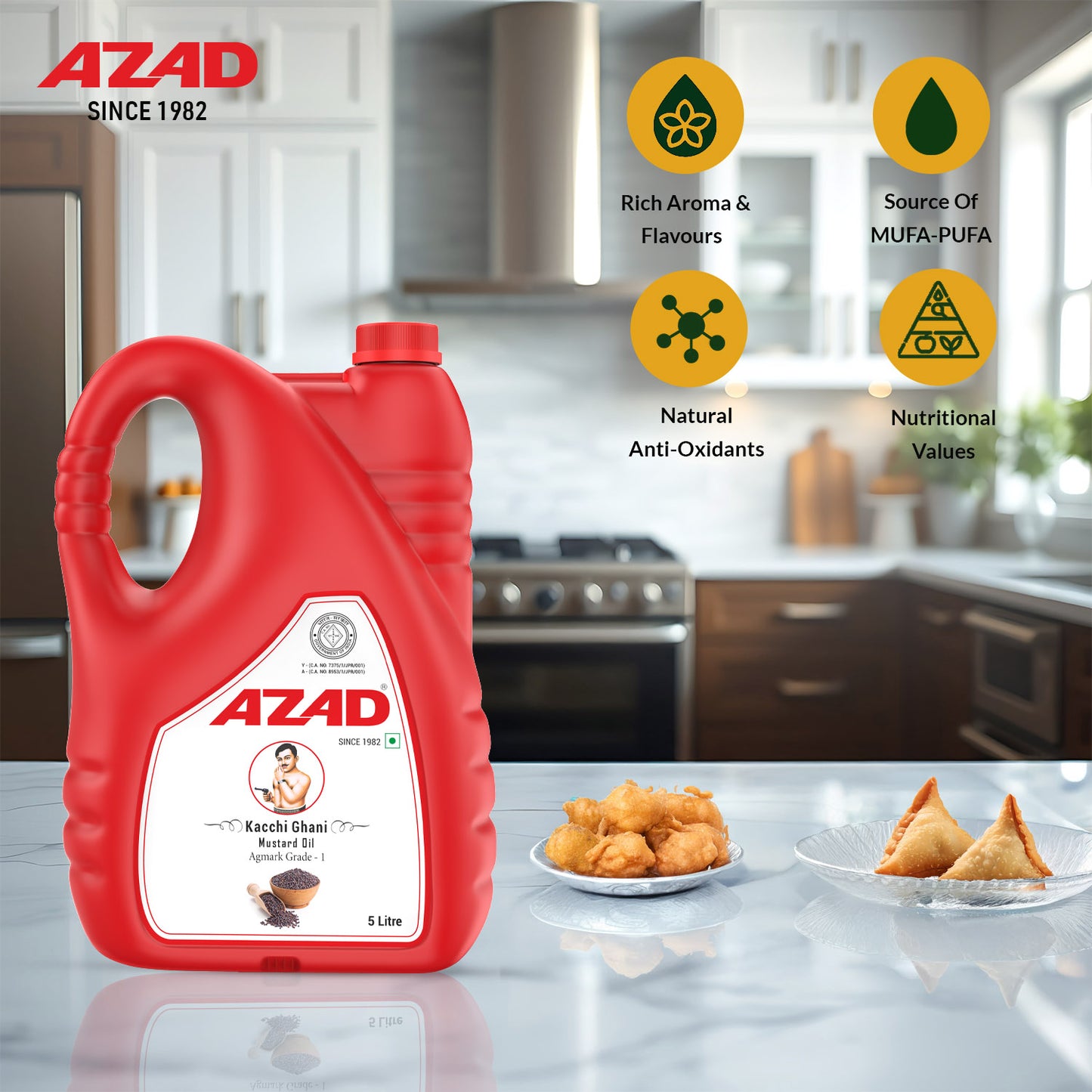 5 Litre Bottle Kachi Ghani Azad Mustard Oil
