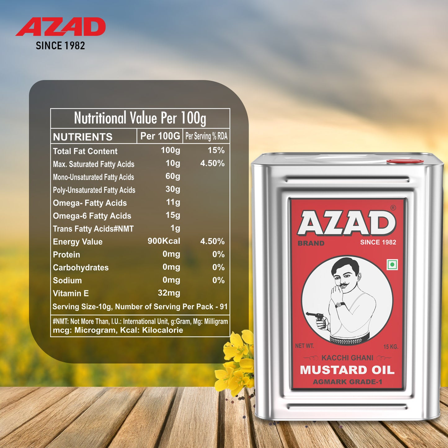 15 Kg Kachi Ghani Azad Mustard Oil