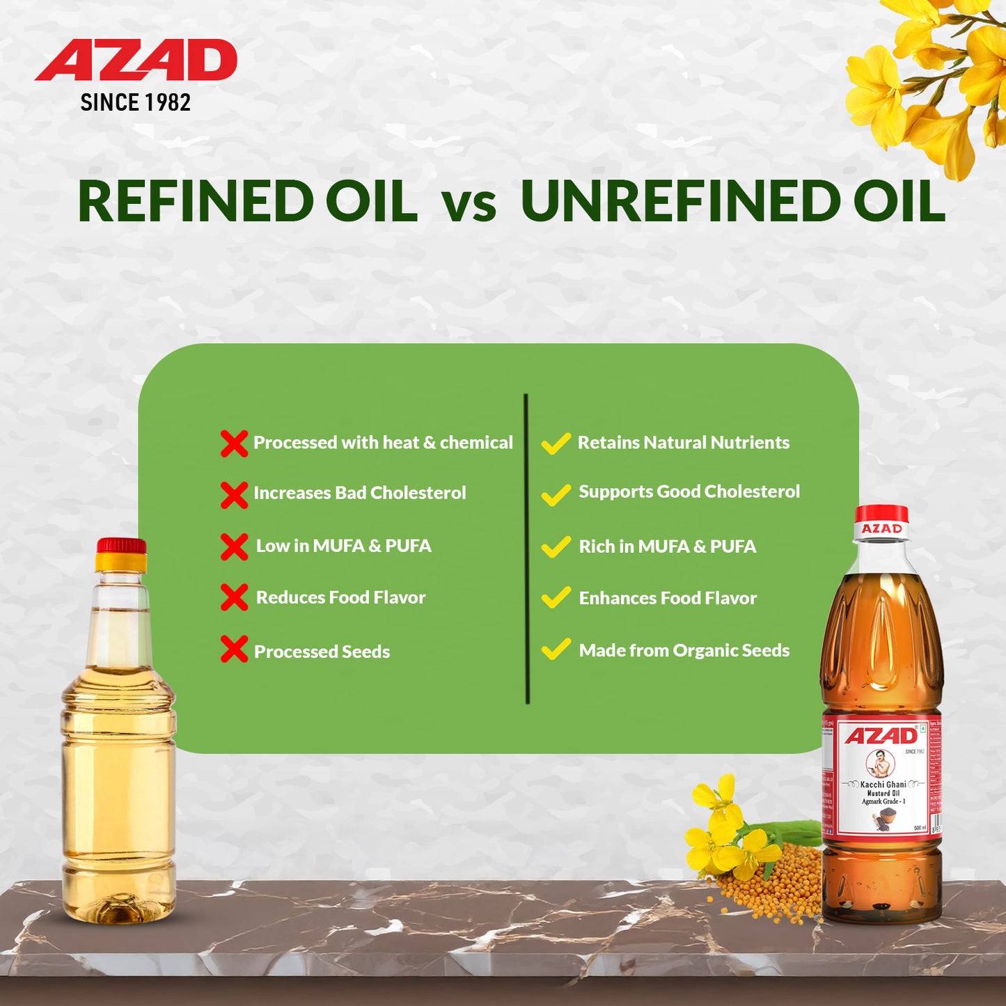 500ml Bottle Kachi Ghani Azad Mustard Oil