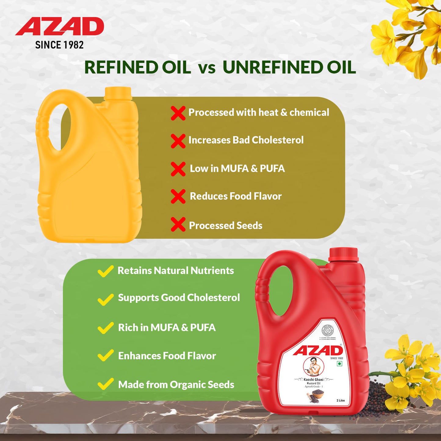 2 Litre Bottle Kachi Ghani Azad Mustard Oil