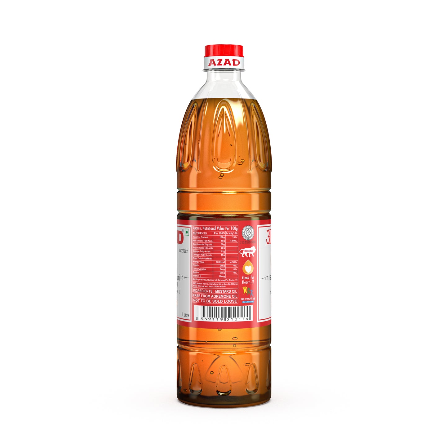 1 Litre Bottle Kachi Ghani Azad Mustard Oil