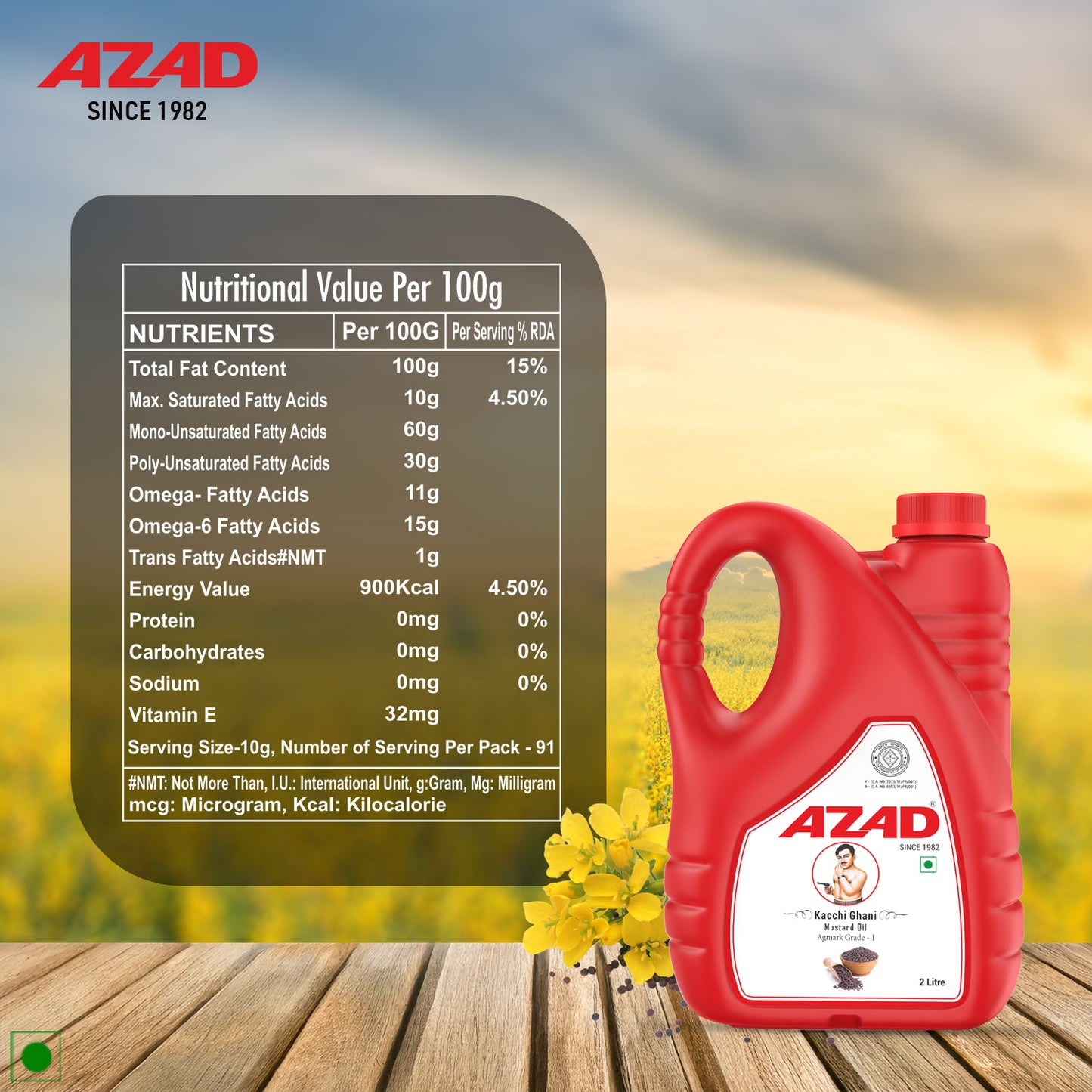 2 Litre Bottle Kachi Ghani Azad Mustard Oil