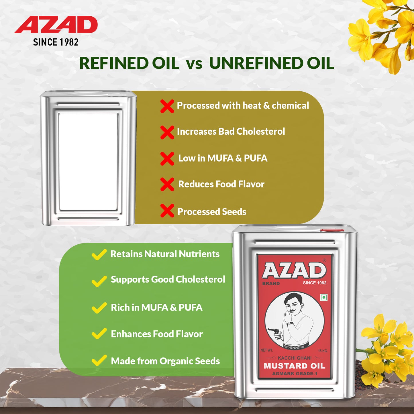 15 Kg Kachi Ghani Azad Mustard Oil