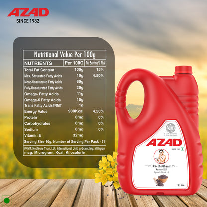 5 Litre Bottle Kachi Ghani Azad Mustard Oil